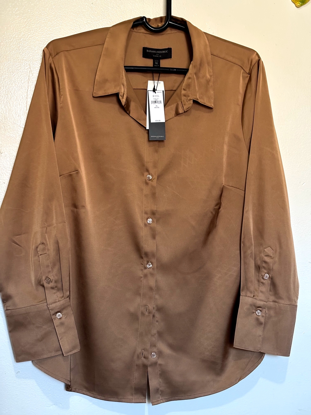 Banana Republic Brown Satin Button-Down Shirt